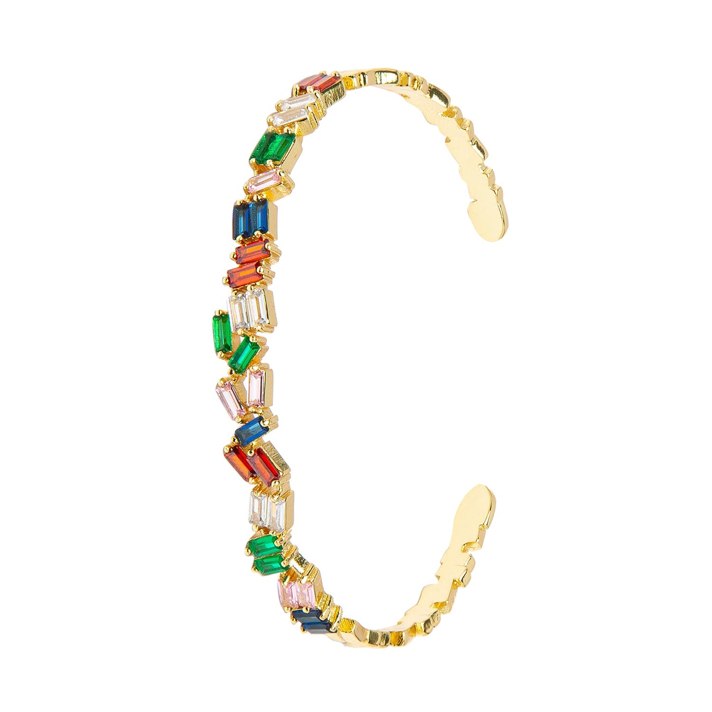 CZ Studded Gold Plated Designer Stylish and Latest Multicolor Tennis Stone Bracelet Kada for Girls & Women (MD_3275_G)