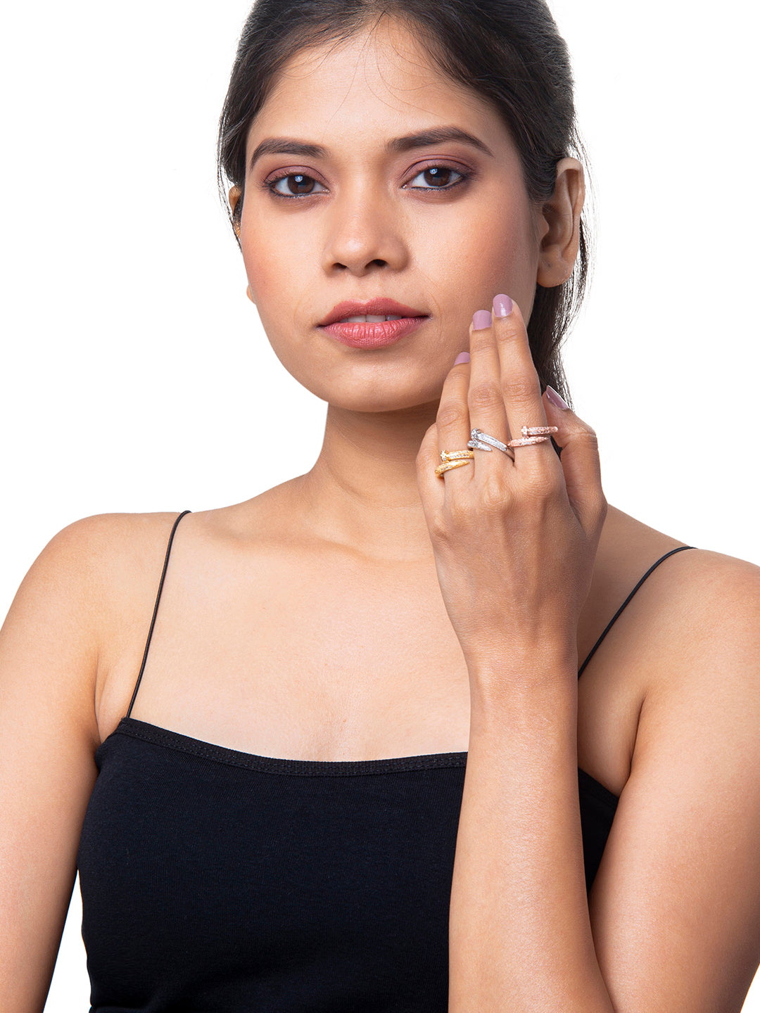 Valentine Special Lovers Fingering for Women (Pack of 3) (Gold,Silver, & RoseGold) MD_4000