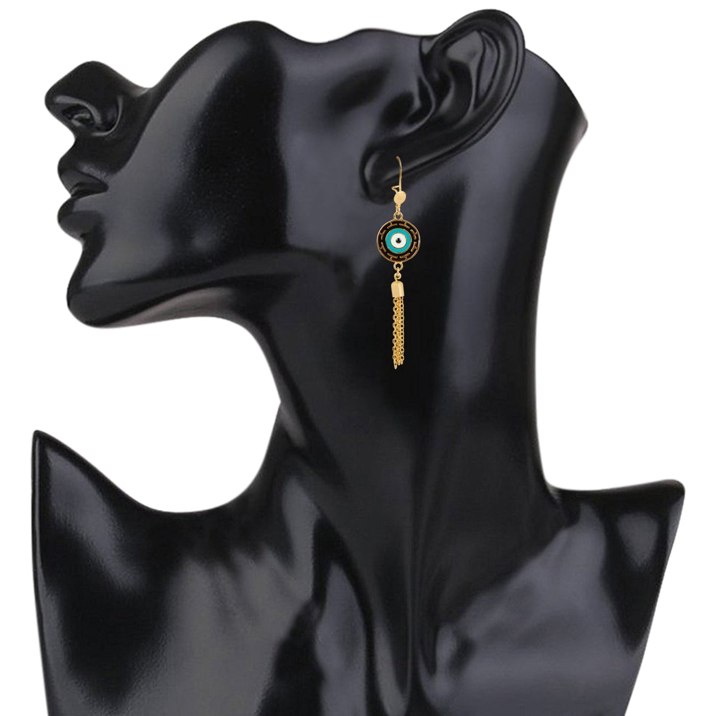 Gold Plated Evil Eye Tassel Earring For Girls, Teens & Women (MD_49)