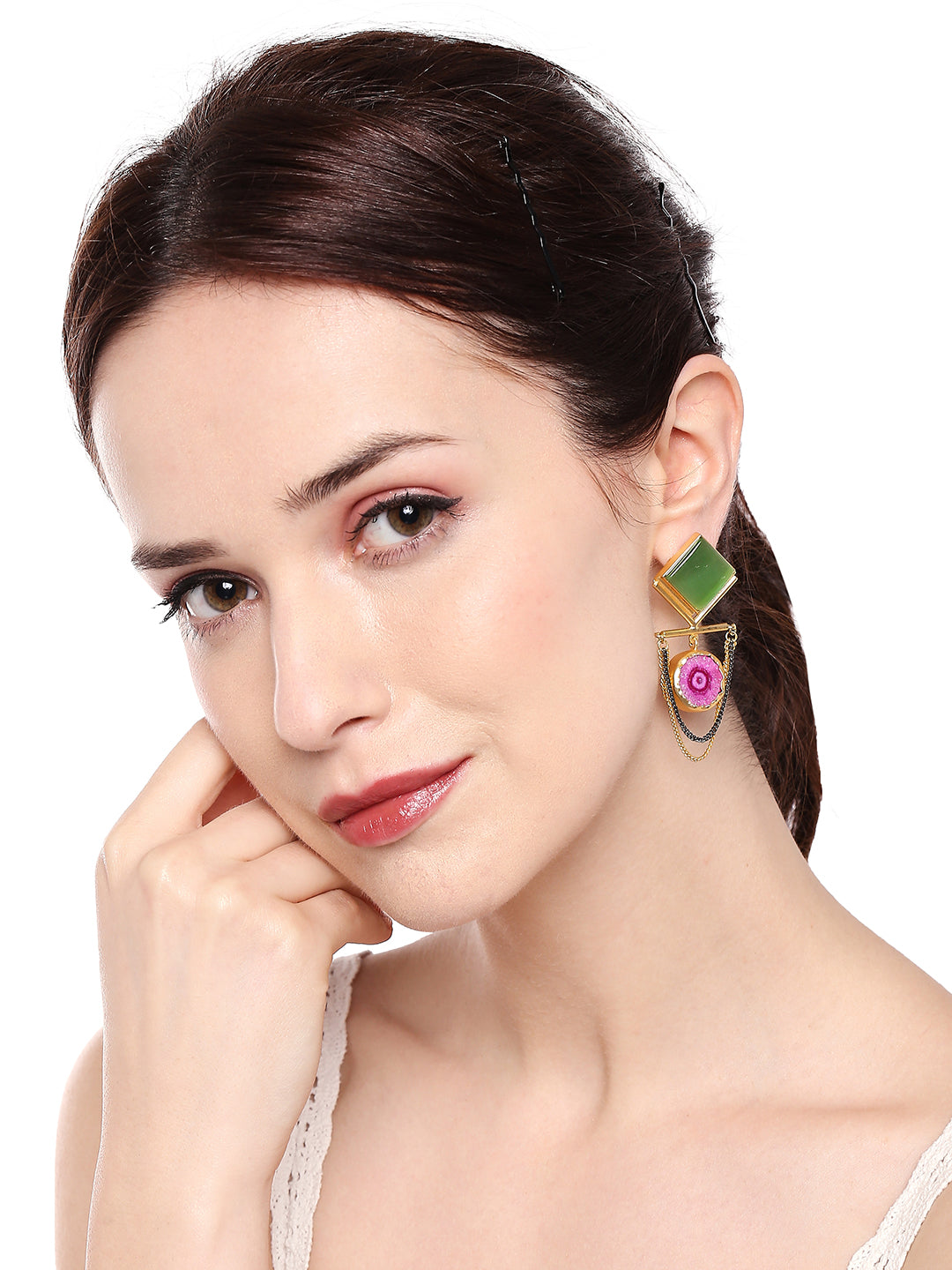 Semi Precious look Gemstone Fancy Latest & Designer Tassel Earrings for Women (MD_60)