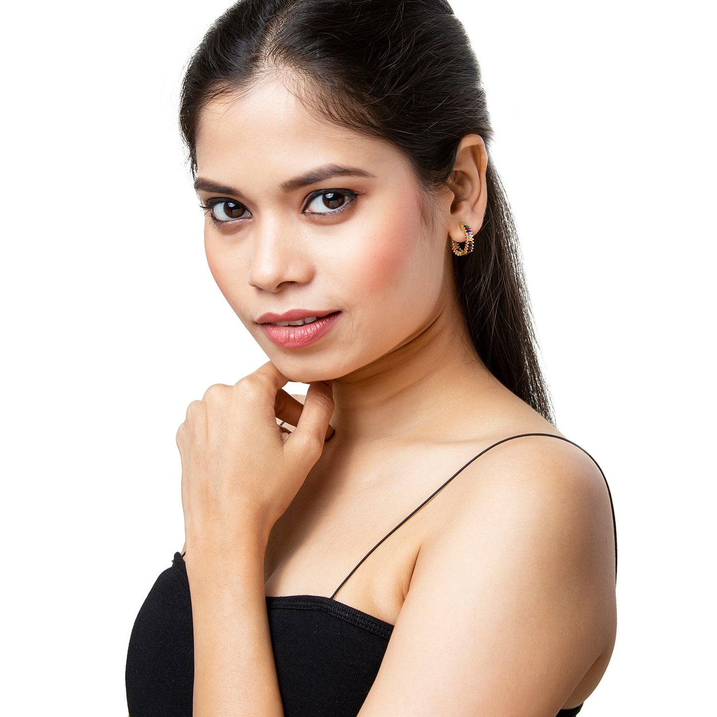 Gold Plated DangleHoop Cloud Crystal Design For Girls Teens & Women (MD_78)