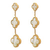 MOONDUST Gold Plated White Mother of Pearl Clover Style Flower Drop Earrings for women (MD_89_W)