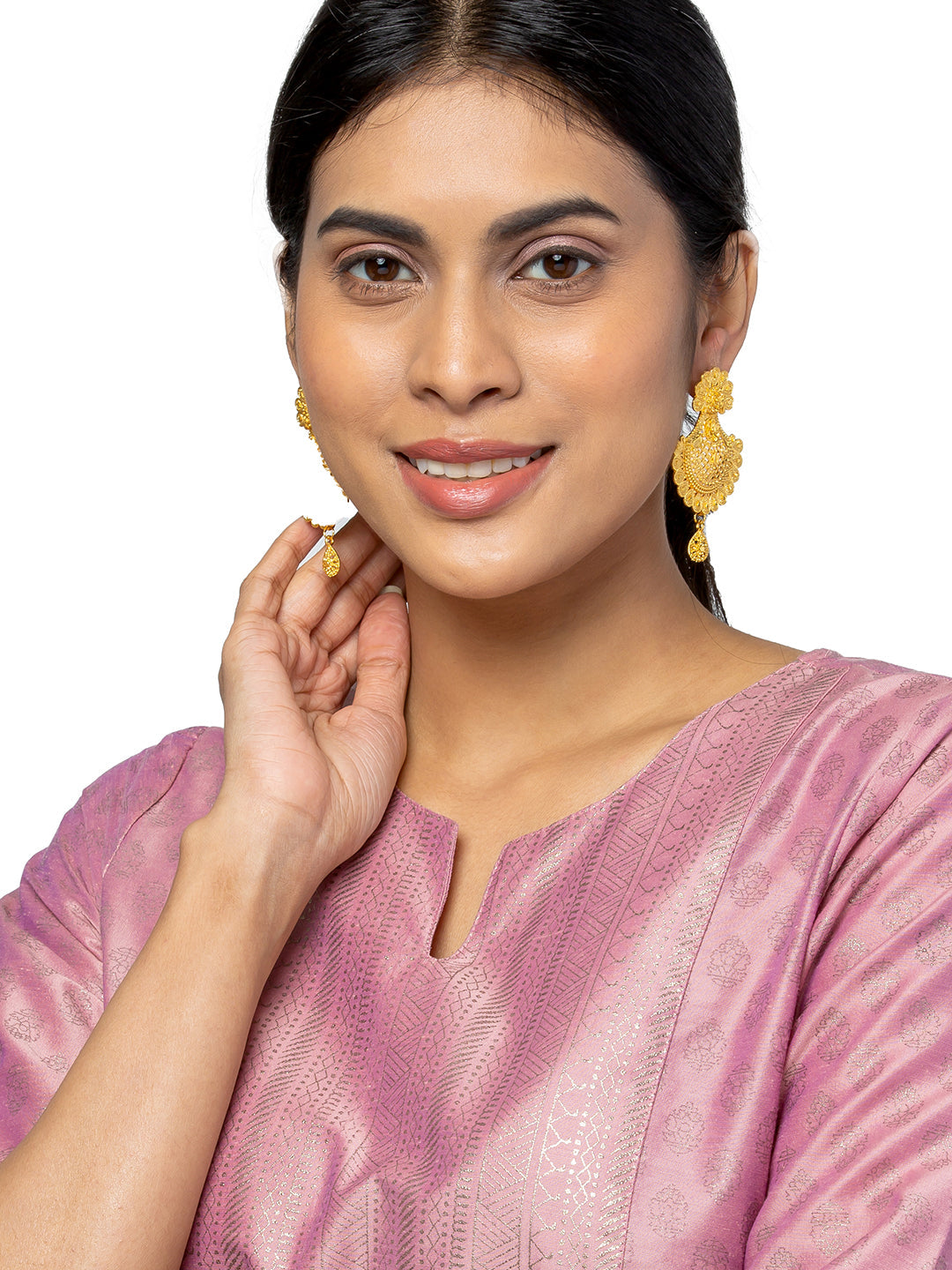 Shining Jewel Traditional Indian Gold Plated Chandbali Earrings for Women (SJE_14)