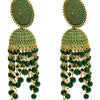 Shining Jewel Traditonal Indian Antique Gold Plated Green Meenakari, CZ, Pearls Jhumka Earrings Women (SJE_18_G)