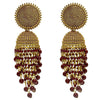 Shining Jewel Traditonal Indian Antique Gold Plated Maroon Meenakari, CZ, Pearls Jhumka Earrings Women (SJE_18_M)