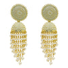 Shining Jewel Traditonal Indian Antique Gold Plated White Meenakari, CZ, Pearls Jhumka Earrings Women (SJE_18_W)