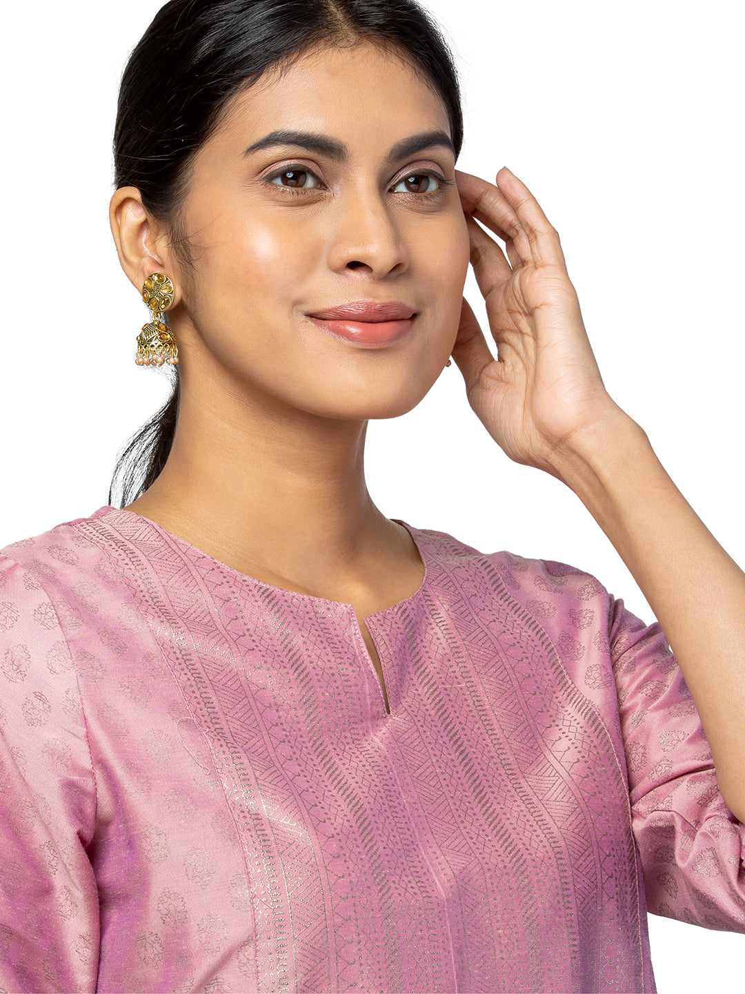 Shining Jewel Antique Gold Plated Traditional Jhumka With CZ, LCT Crystal & Pearls Earrings for Women (SJE_28)