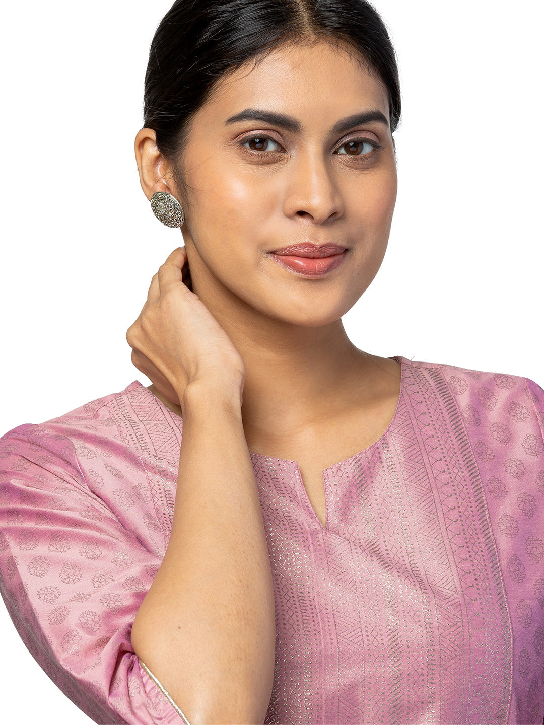 Shining Jewel Traditional Indian Antique Silver Oxidized Stylish Stud Earrings for Women & Girls (SJE_31)