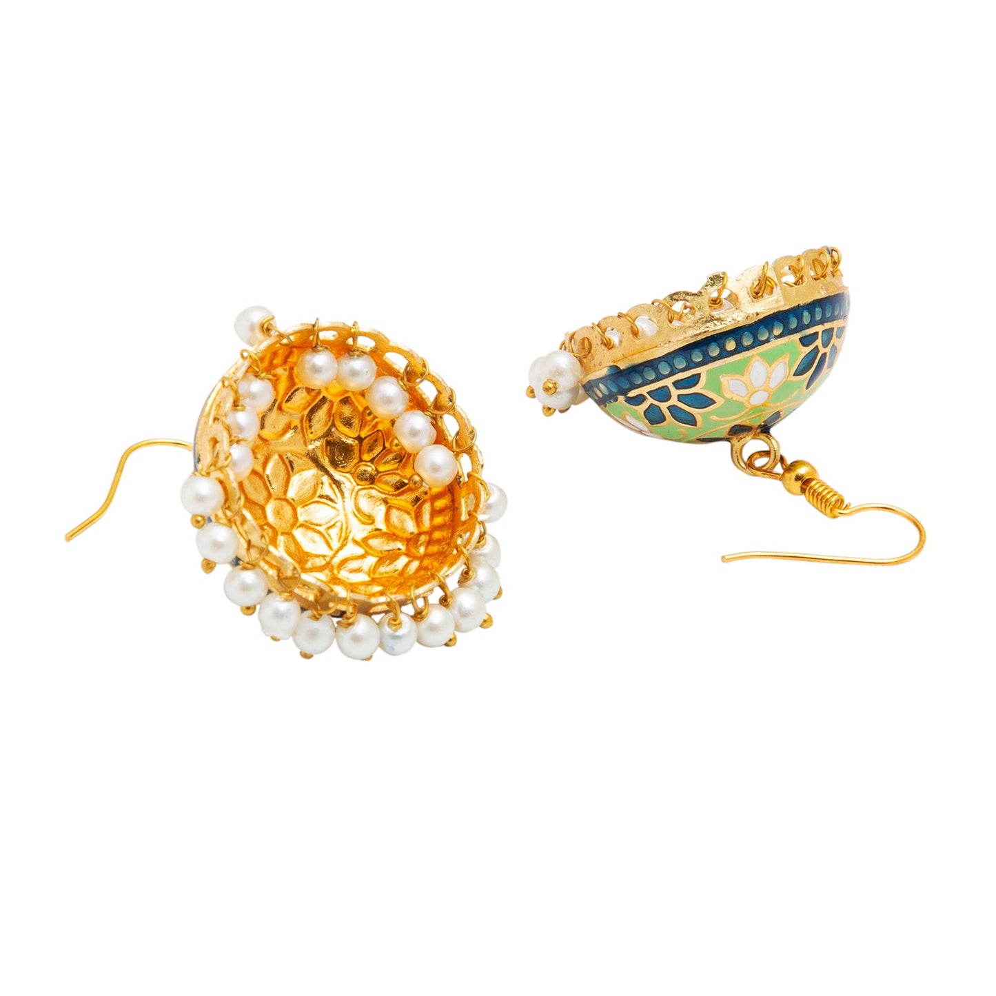 Handcrafted Large Size Gold Plated Design Traditional Ethnic Meenakari Kundan Jhumka Earrings Women SJE_39_L_MC_02