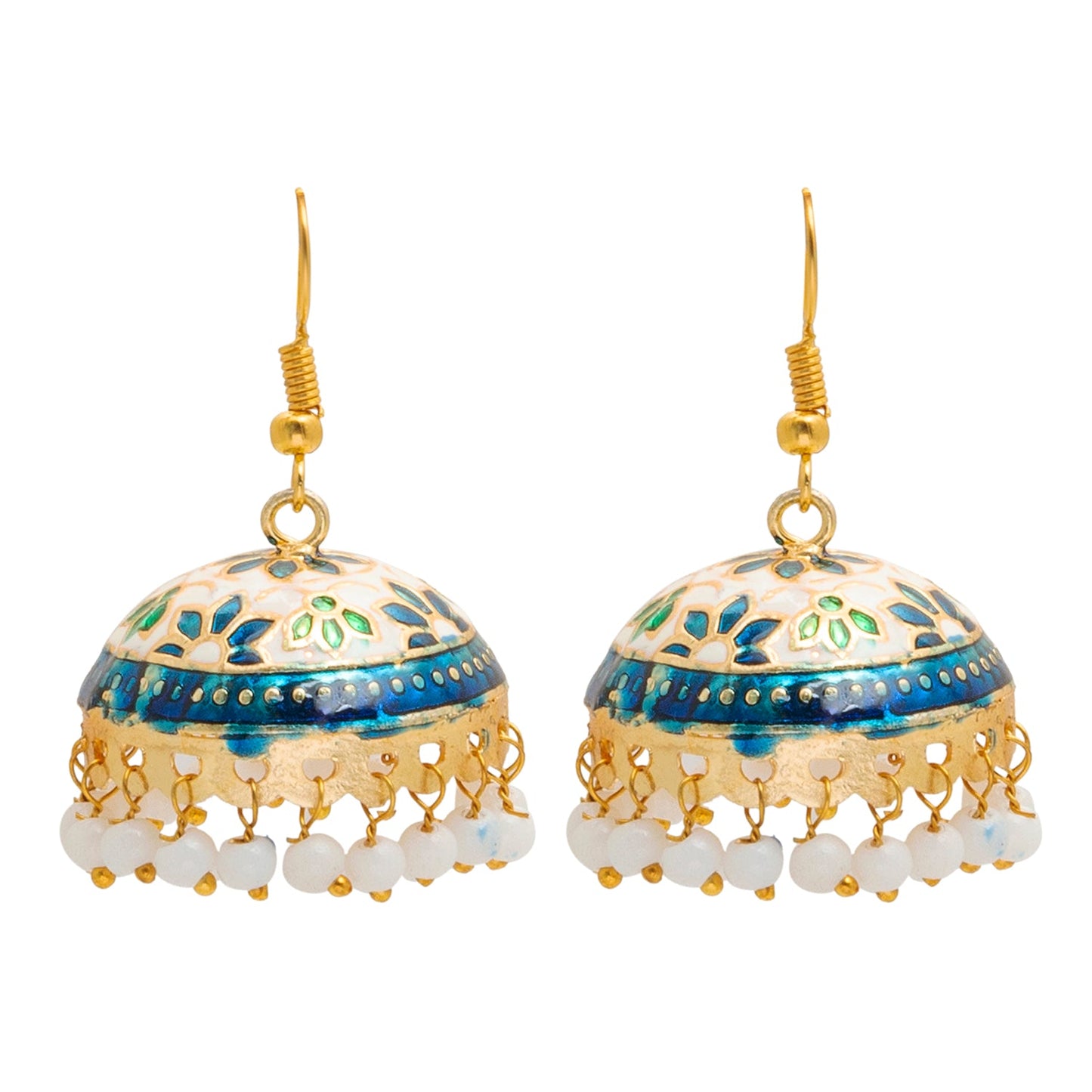 Handcrafted Large Size Gold Plated Design Traditional Ethnic Meenakari Kundan Jhumka Earrings Women SJE_39_L_MC_05