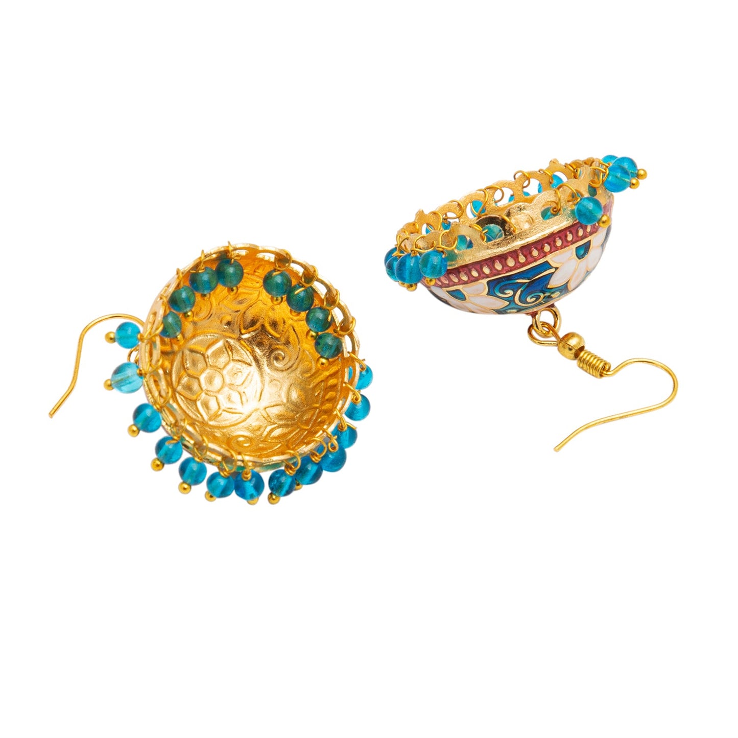 Handcrafted Large Size Gold Plated Design Traditional Ethnic Meenakari Kundan Jhumka Earrings Women SJE_39_L_MC_07