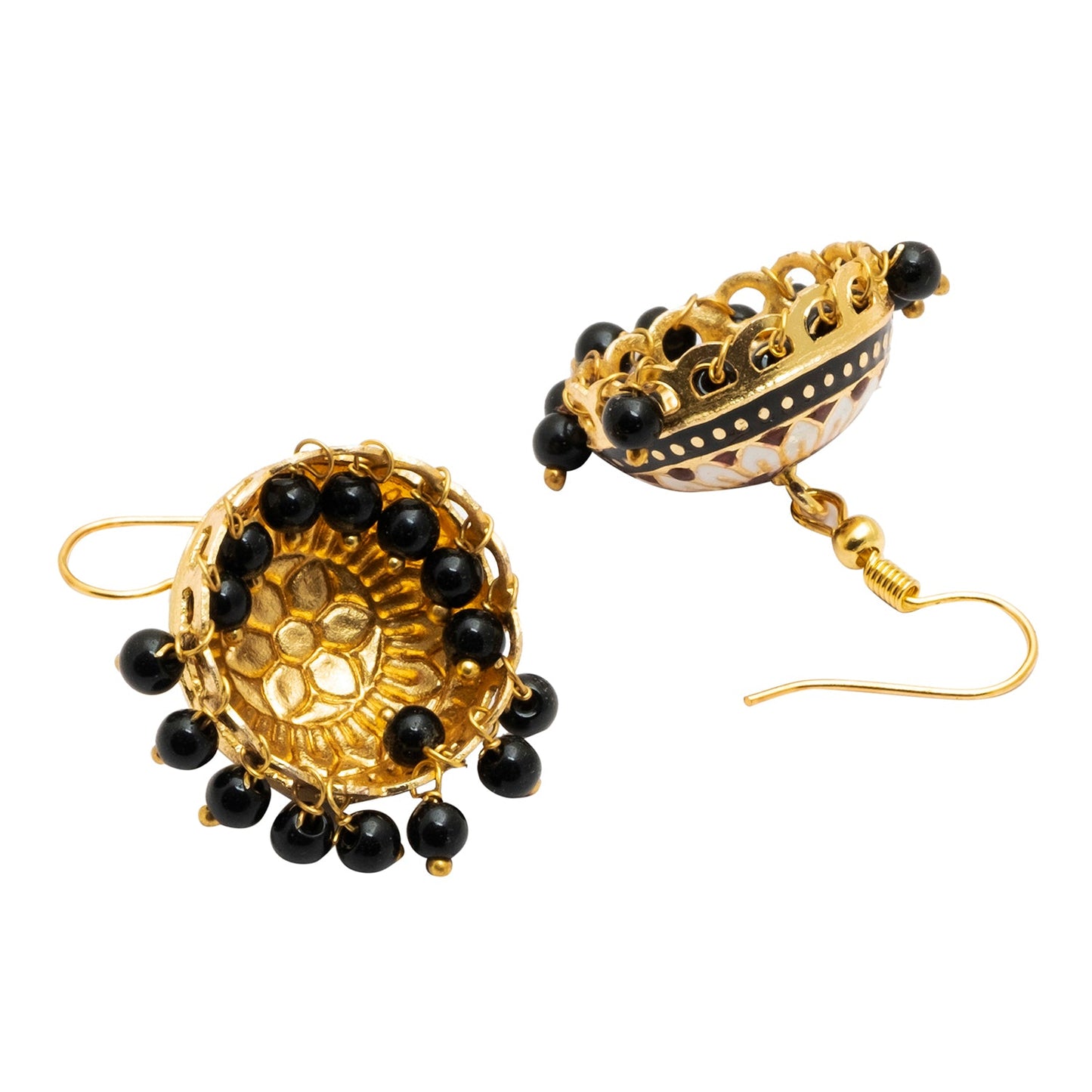 Handcrafted Medium Size Gold Plated Design Traditional Ethnic Meenakari Kundan Jhumka Earrings Women SJE_39_M_MC_02