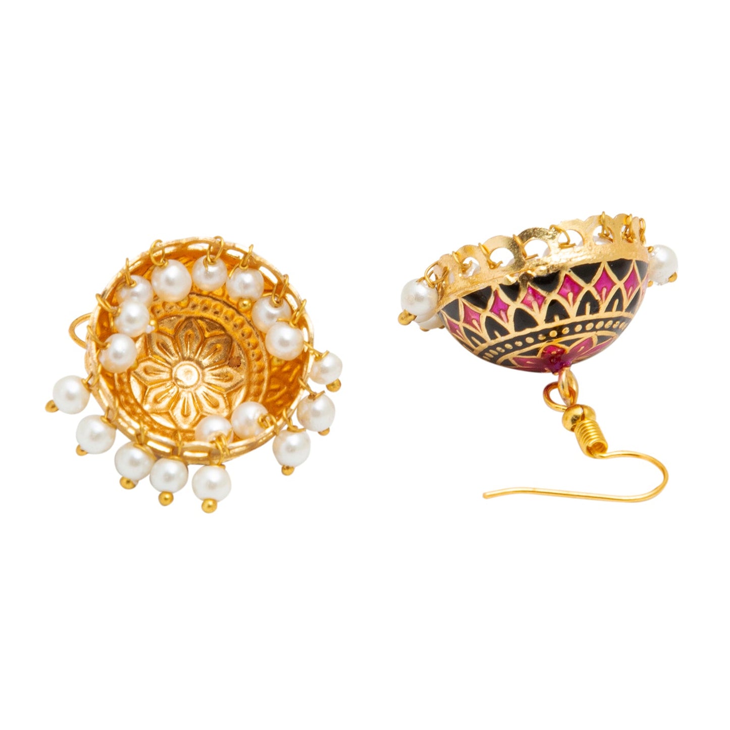 Handcrafted Medium Size Gold Plated Design Traditional Ethnic Meenakari Kundan Jhumka Earrings Women SJE_39_M_MC_04