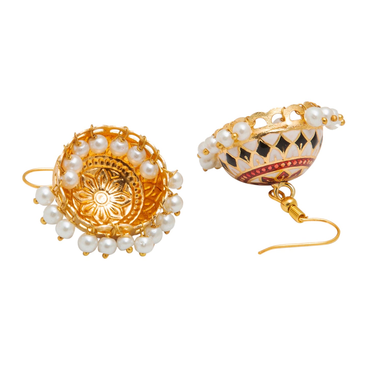 Handcrafted Medium Size Gold Plated Design Traditional Ethnic Meenakari Kundan Jhumka Earrings Women SJE_39_M_MC_06