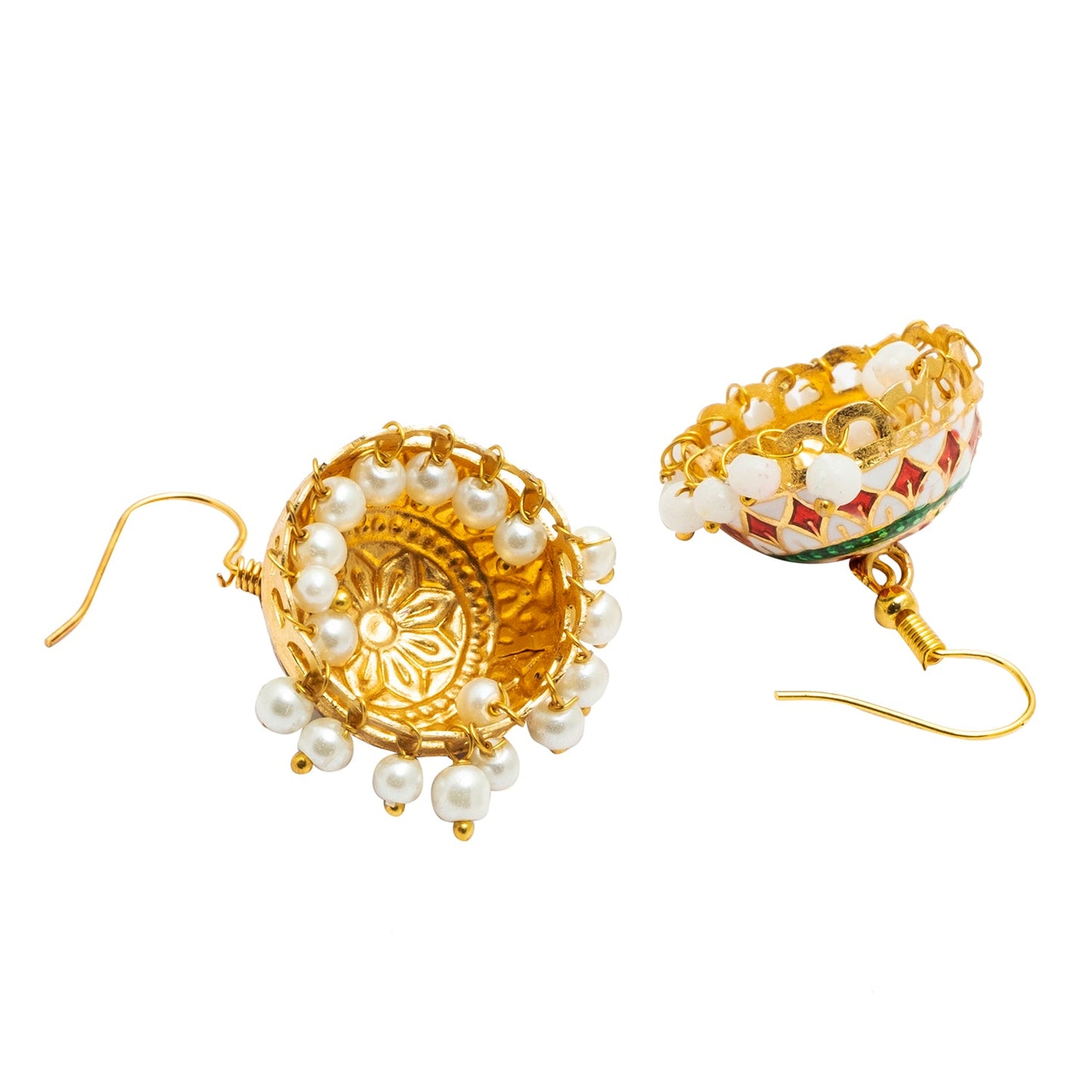 Handcrafted Medium Size Gold Plated Design Traditional Ethnic Meenakari Kundan Jhumka Earrings Women SJE_39_M_MC_07