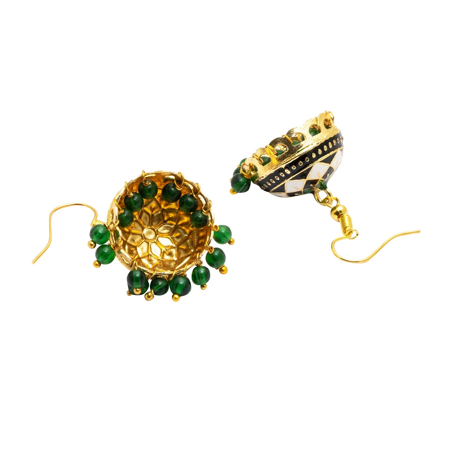 Handcrafted Small Size Gold Plated Design Traditional Ethnic Meenakari Kundan Jhumka Earrings Women SJE_39_S_MC_04