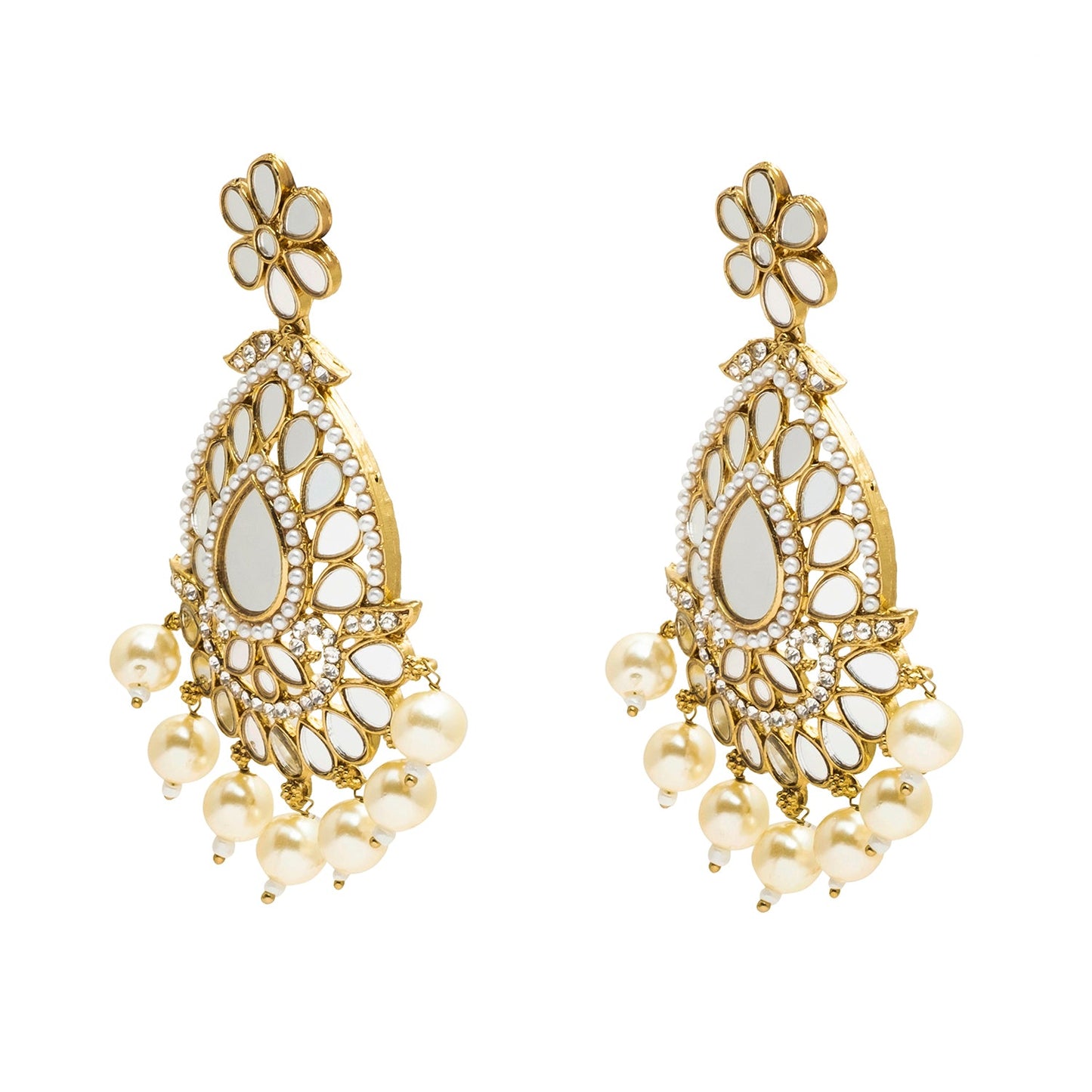 Gold Plated Traditional Bridal Kundan Earring and Maang Tikka Combo Set for Women (SJE_40)