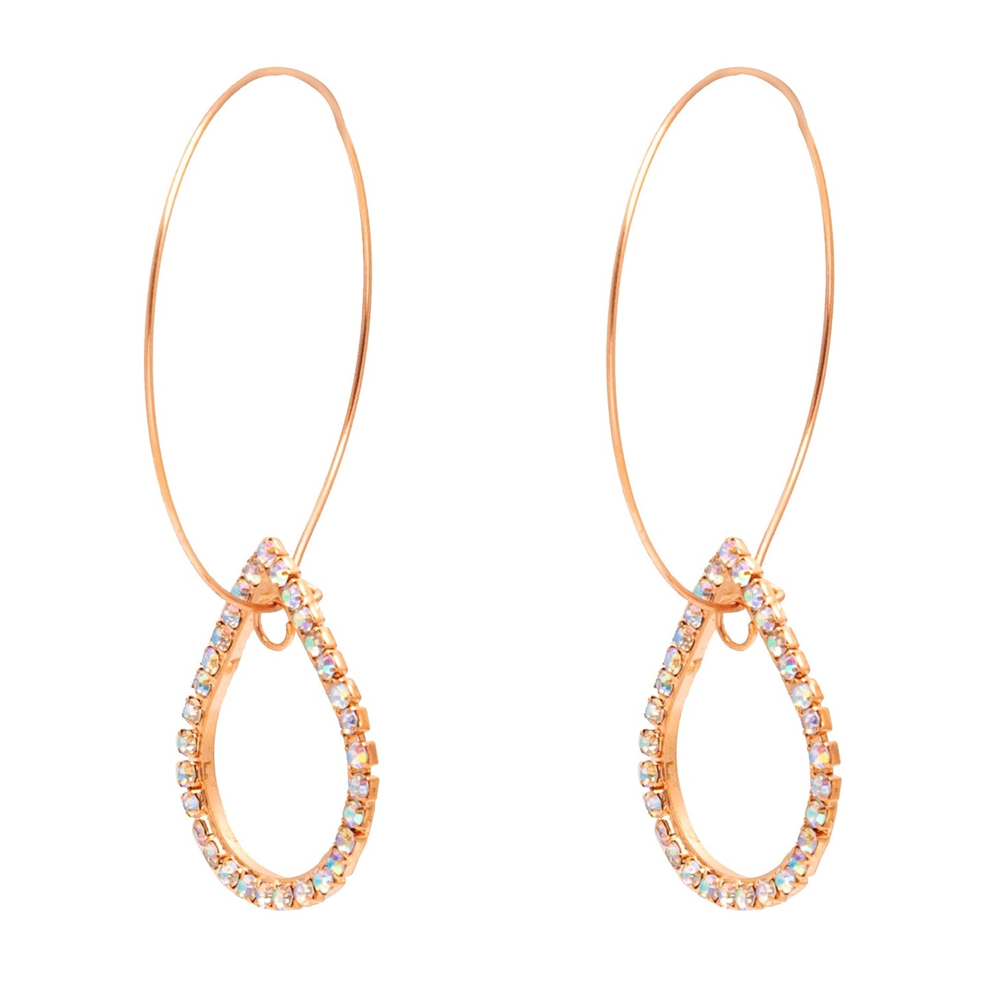 Crystal and AD,Rose Gold Plated Western Style Design Drop Earrings For Women (SJE_42_D.RG.DC)