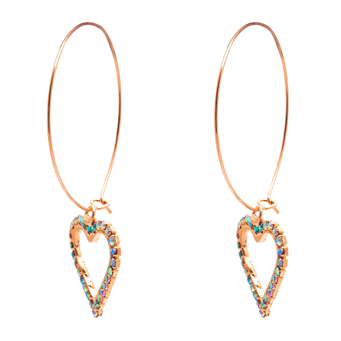 Crystal and AD, Rose Gold Plated Western Style Heart Design Drop Earrings For Women (SJE_42_H_RG.DC)