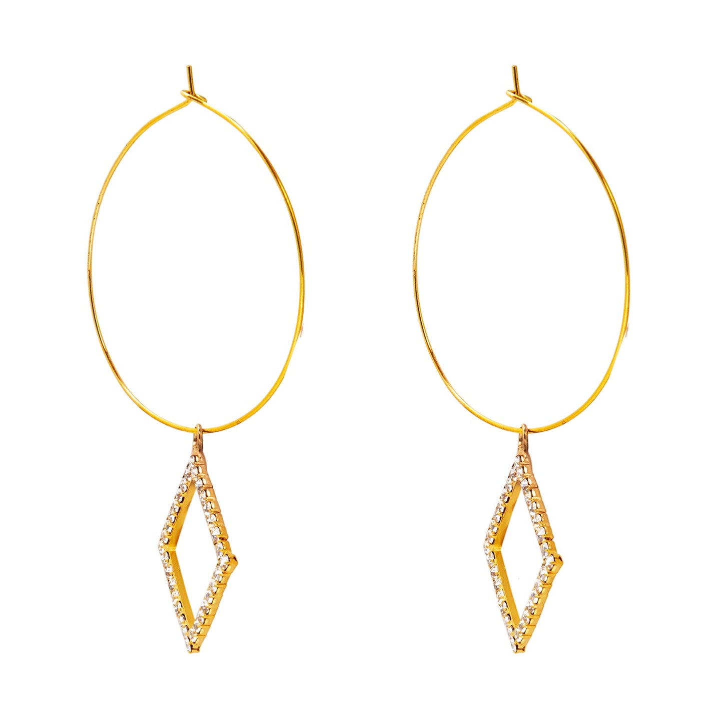 Crystal and AD, Gold Plated Western Style Square Design Drop Earrings For Women (SJE_42_S_G_LCT)