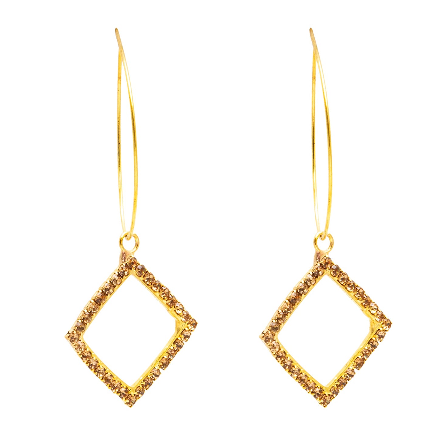 Crystal and AD,Gold Plated Western Style Square Design Drop Earrings For Women (SJE_42_S.G))