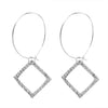 Crystal and AD, Silver Plated Western Style Square Design Drop Earrings For Women (SJE_42_S_S)