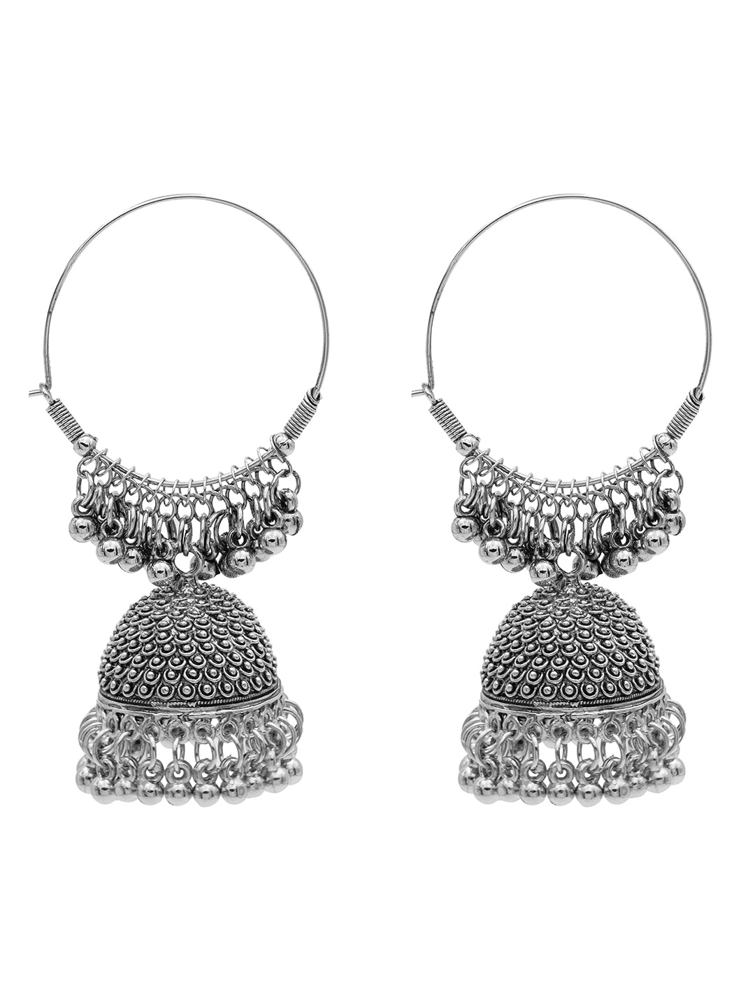 Antique Silver Plated Oxidised Traditional Large Sized Jhumka Jhumki B