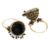 Traditional Indian Gold Plated With Black Colour CZ, Crystal Studded Jhumka Chand Bali Earring For Women -Black (SJE_80_BK)
