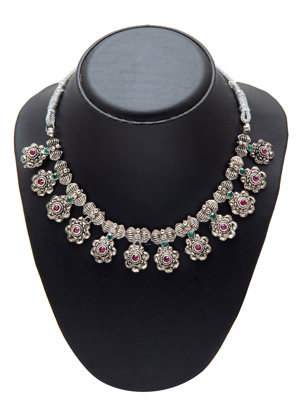 Shining Jewel Handcrafted Silver Plated Oxidized Jewellery Necklace set For Women (SJN_101_S)