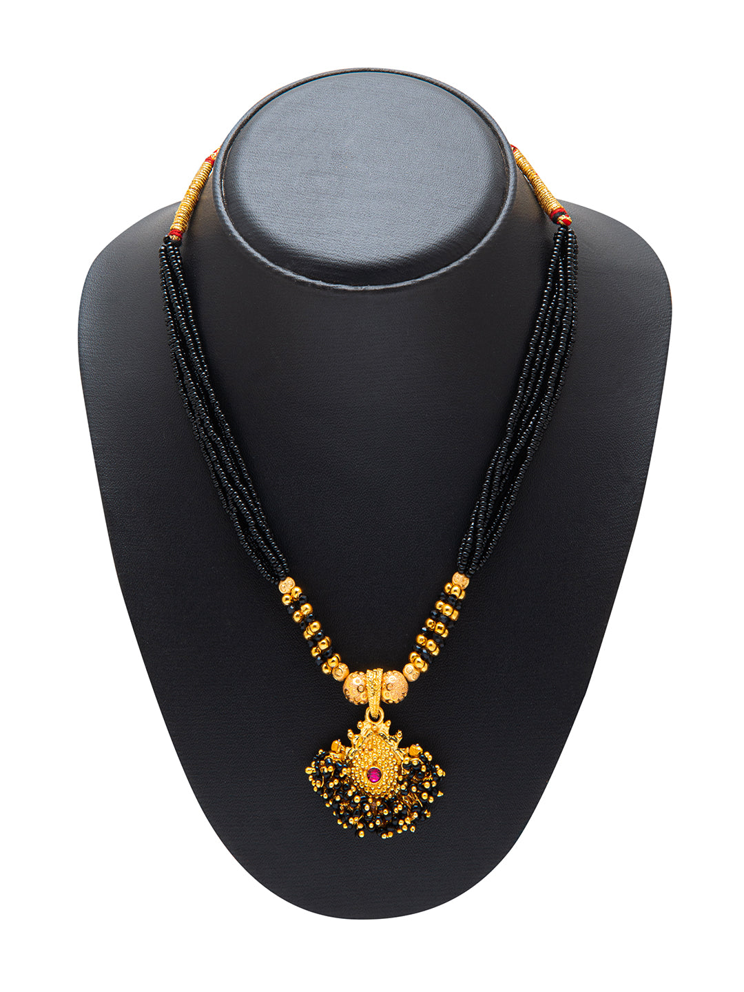 Shining Jewel Gold Plated Traditional Black Beads Thushi Mangalsutra Necklace For Women & Girls (SJN_103_G)