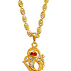 Shining Jewel Traditional Gold Plated Om Ganesha Crystal Pendant Locket for Women with Fancy Chain (SJN_108_F)
