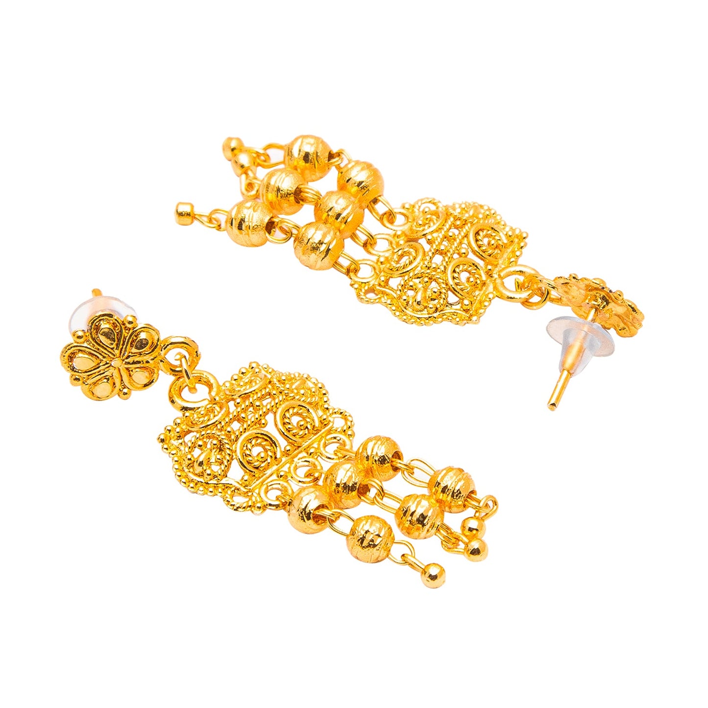 Shining Jewel Traditional Gold Plated Ball Necklace Chain Jewellery Set for Women (SJ_111)