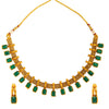 Shining Jewel Traditional Antique Gold Plated Green Color Choker Necklace with Matching Earring