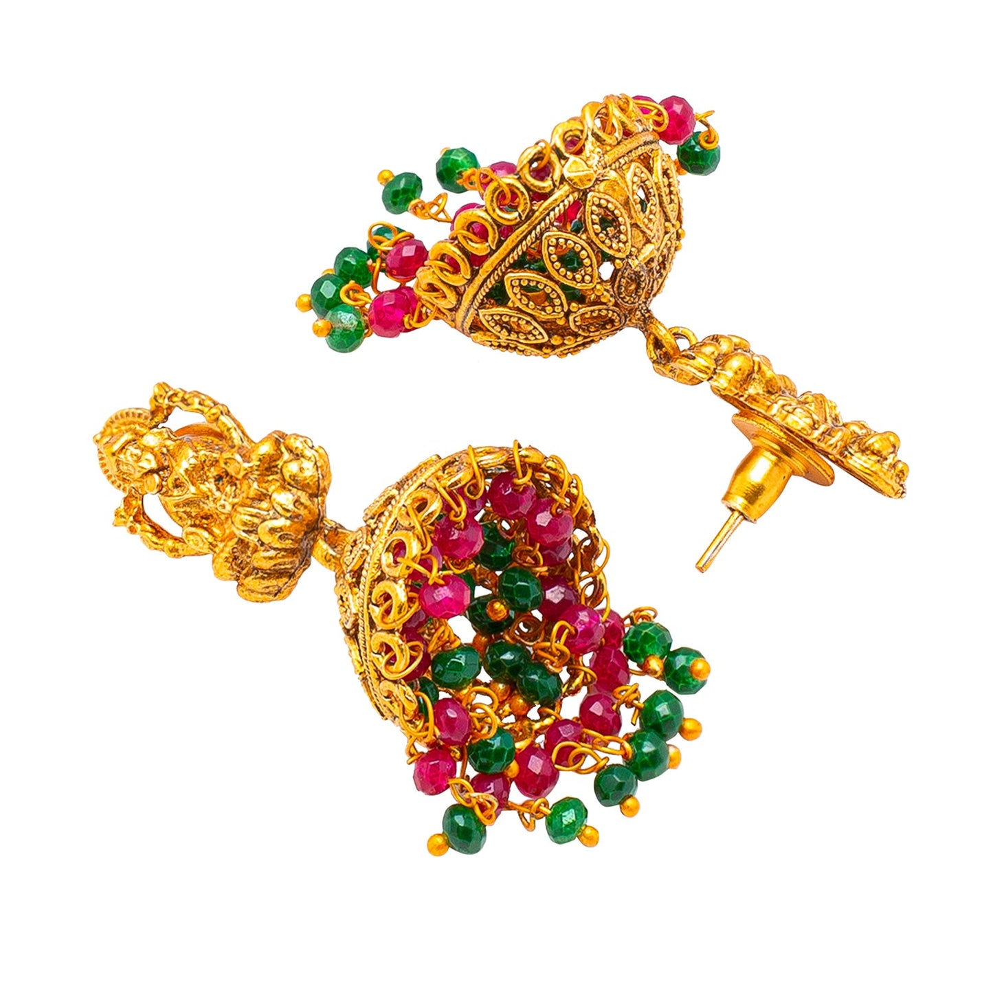 Shining Jewel Handcrafted Antique Gold Plated Bridal and Festival Temple Jewellery Necklace With Matching Earring For Women (SJN_124)