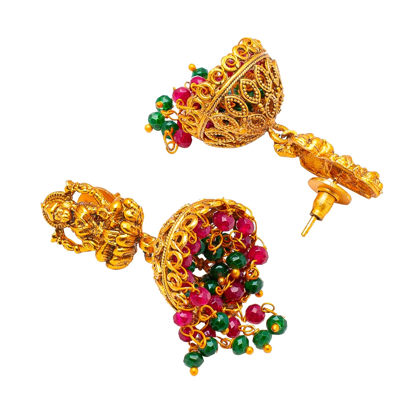 Shining Jewel Handcrafted Antique Gold Plated Bridal and Festival Temple Jewellery Necklace With Matching Earring For Women (SJN_125)