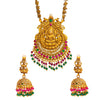 Shining Jewel Handcrafted Antique Gold Plated Godess Lakshmi Temple Jewellery Necklace With Matching Jhumka Earring For Women (SJN_126)