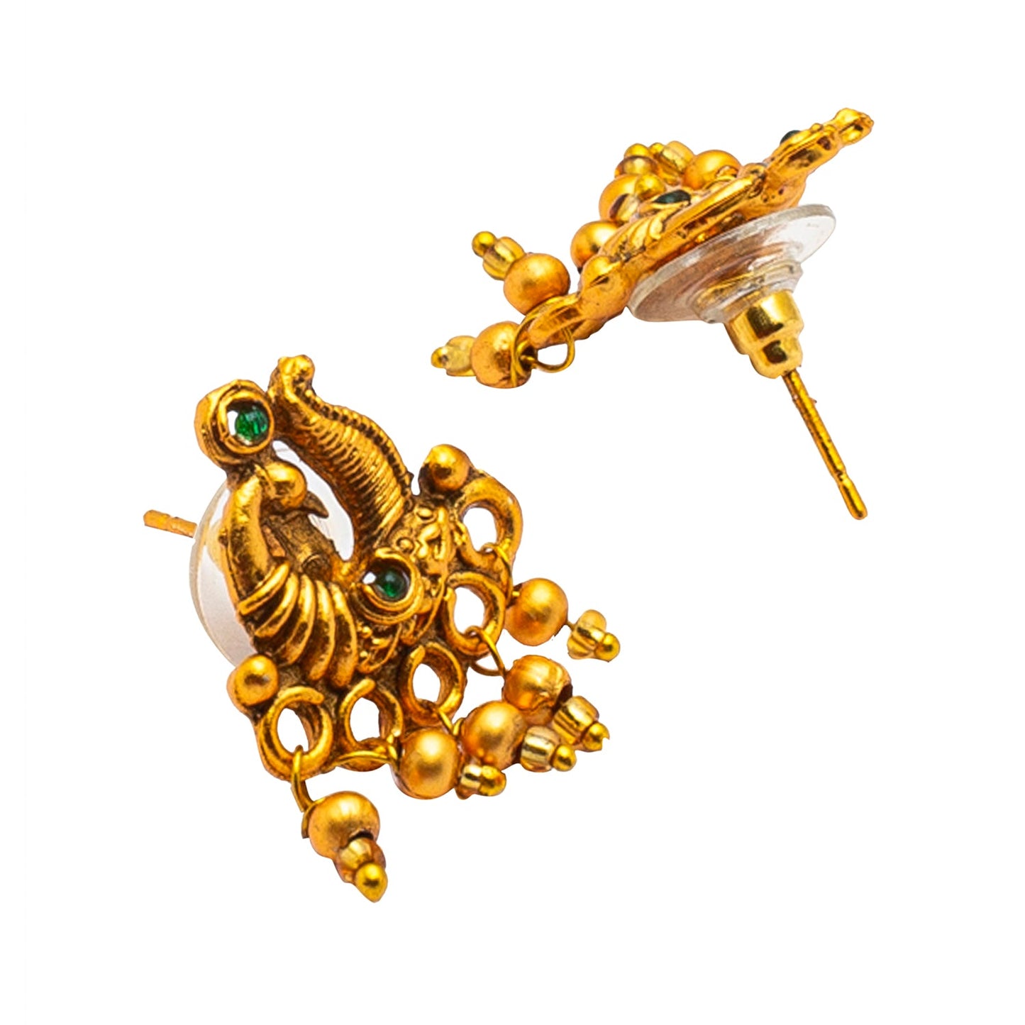 Shining Jewel Gold Plated Traditional Pipe Necklace with matching earring for Girls &Women (SJN_128_G)