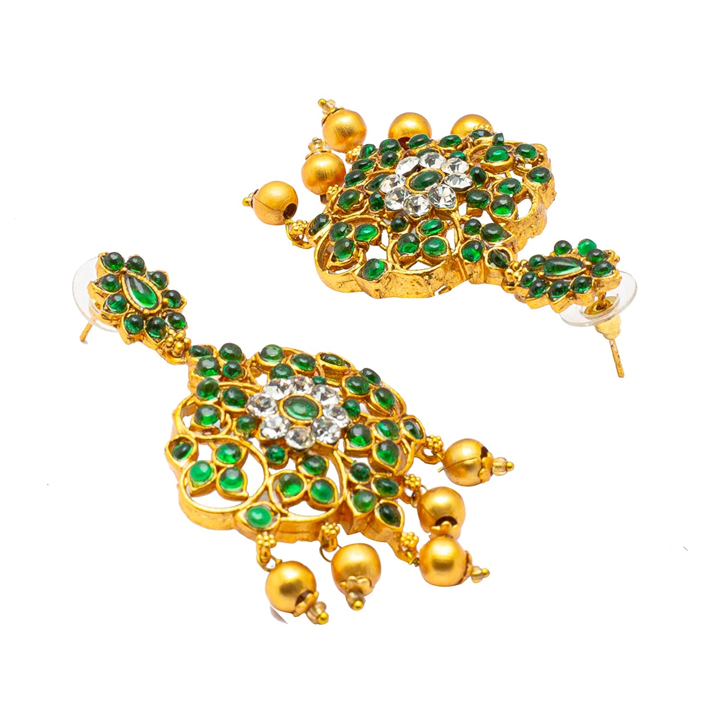 Shining Jewel Antique Gold Plated Traditional Kundan, CZ, Studded Long Bridal Jewellery Necklace Set With Matching Earrings For Women (SJN_129_G)