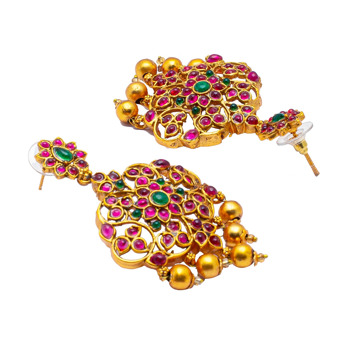 Shining Jewel Antique Gold Plated Traditional Kundan, CZ, Studded Long Bridal Jewellery Necklace Set With Matching Earrings For Women (SJN_129_MT)