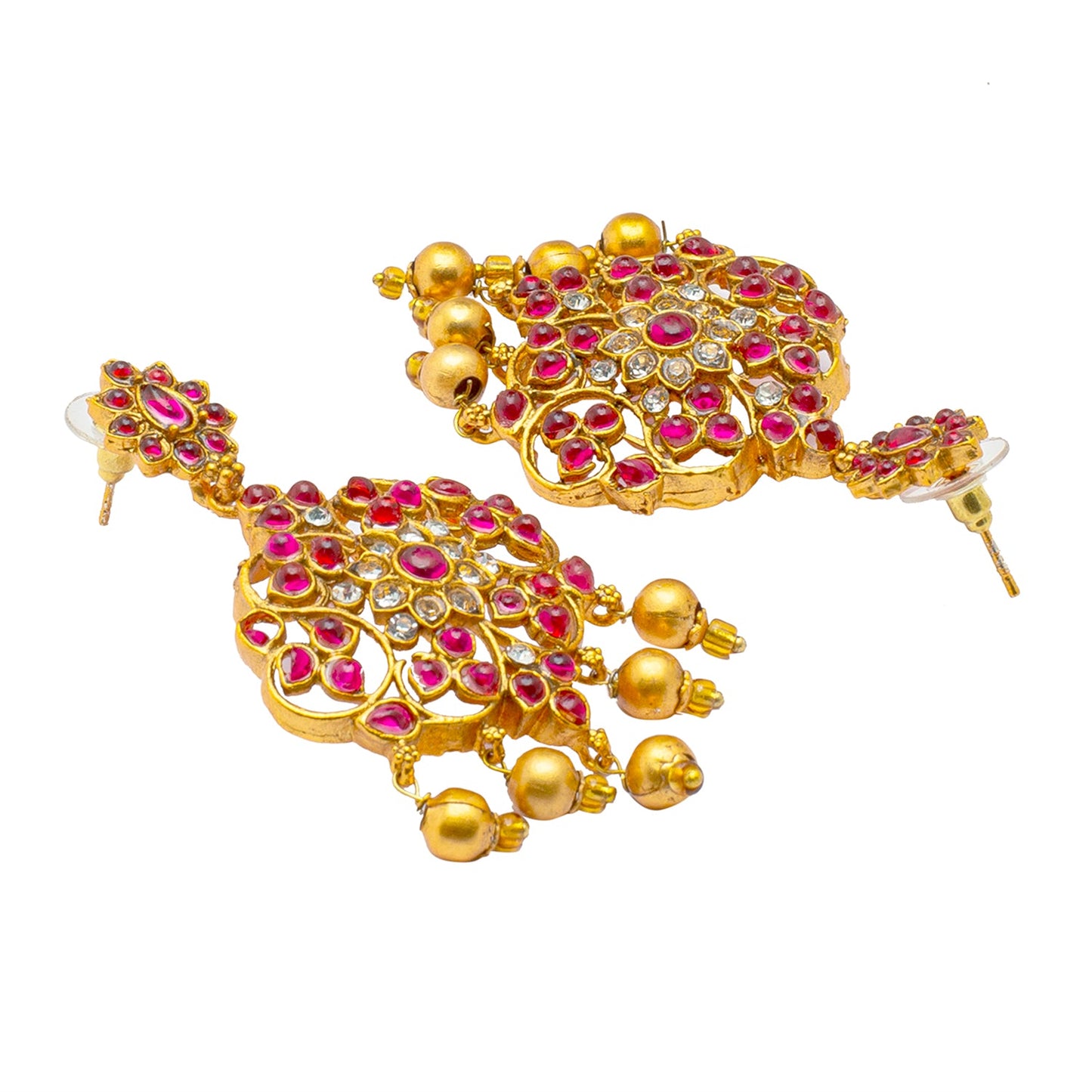 Shining Jewel Antique Gold Plated Traditional Kundan, CZ, Studded Long Bridal Jewellery Necklace Set With Matching Earrings For Women (SJN_129_M)