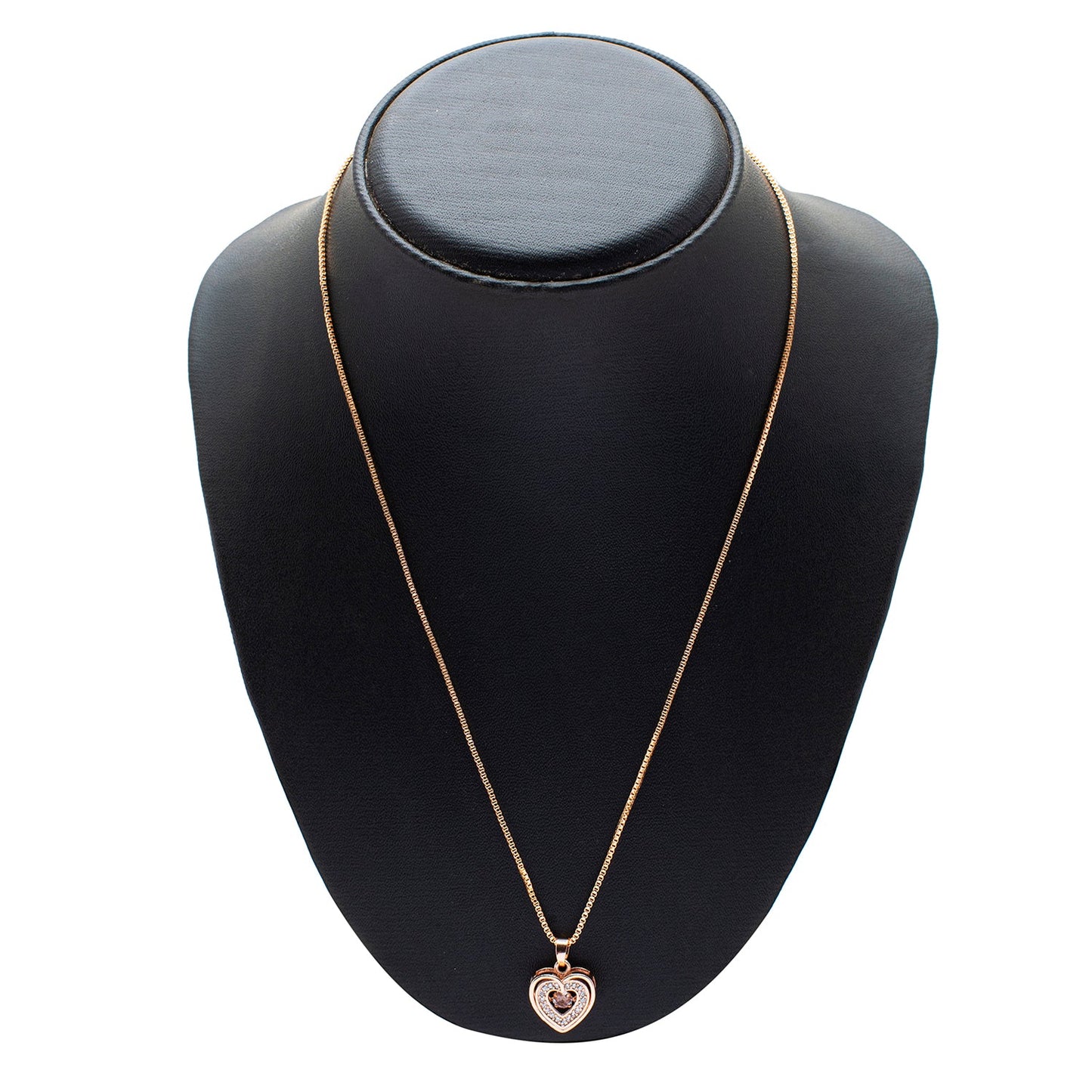 Shining Jewel RoseGold Plated Western CZ, Crystals & AD Heart Design Pendant Necklace for Women (SJN_132)