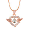 Shining Jewel RoseGold Plated Western CZ, Crystals & AD Heart Wings Design Pendant Necklace for Women (SJN_134)