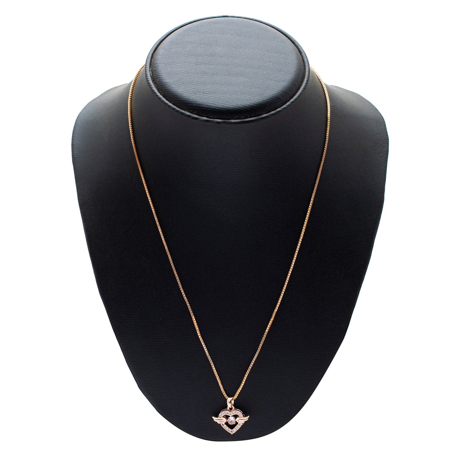 Shining Jewel RoseGold Plated Western CZ, Crystals & AD Heart Wings Design Pendant Necklace for Women (SJN_134)