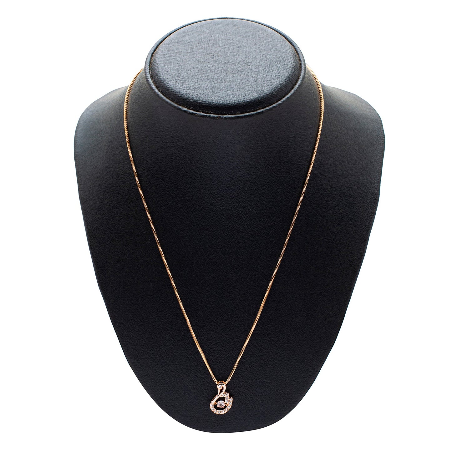 Shining Jewel RoseGold Plated Western CZ, Crystals & AD Swan Design Pendant Necklace for Women (SJN_136)