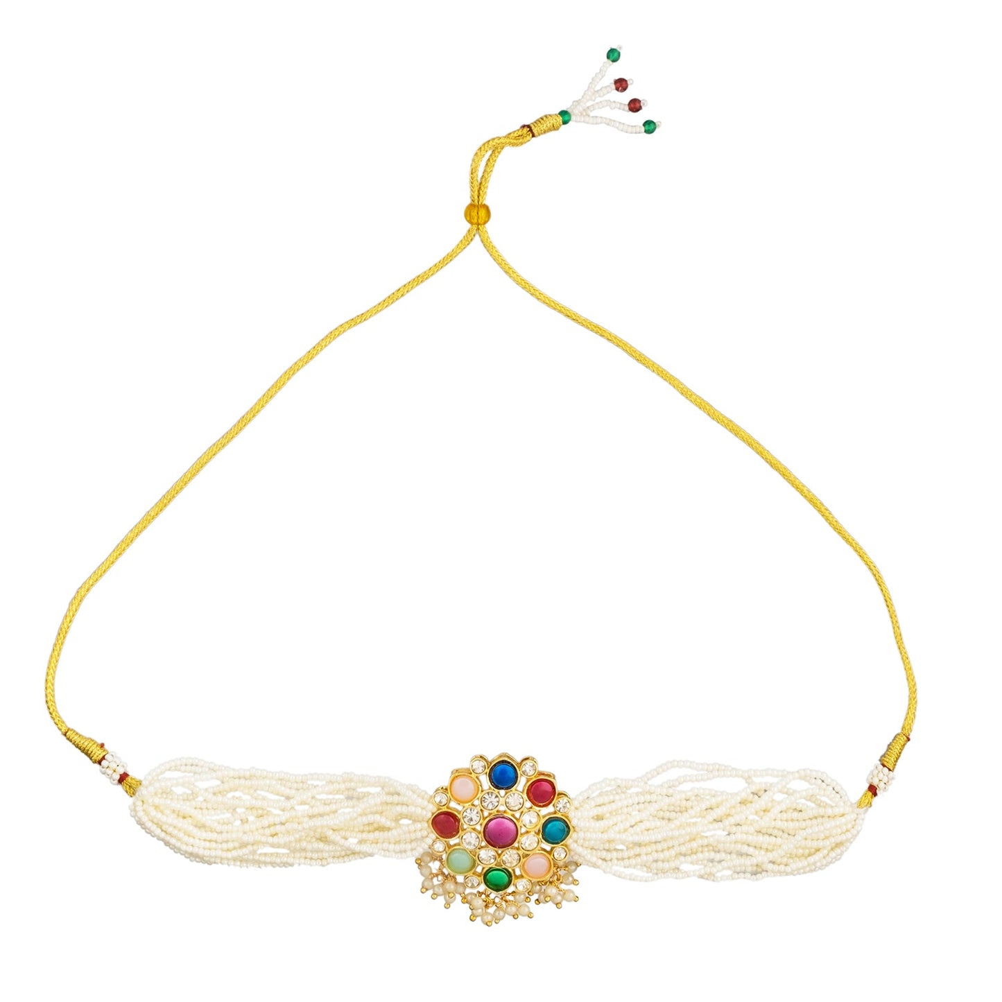 Shining Jewel Handcrafted Gold Plated Matte Traditional Kundan,CZ, AD,Studded Choker Jewellery Necklace set With Matching Earring For Women (SJN_167)