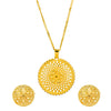 Shining Jewel Gold Plated Round Flower Design Pendant Necklace with Matching Earrings for Women (SJN_171)