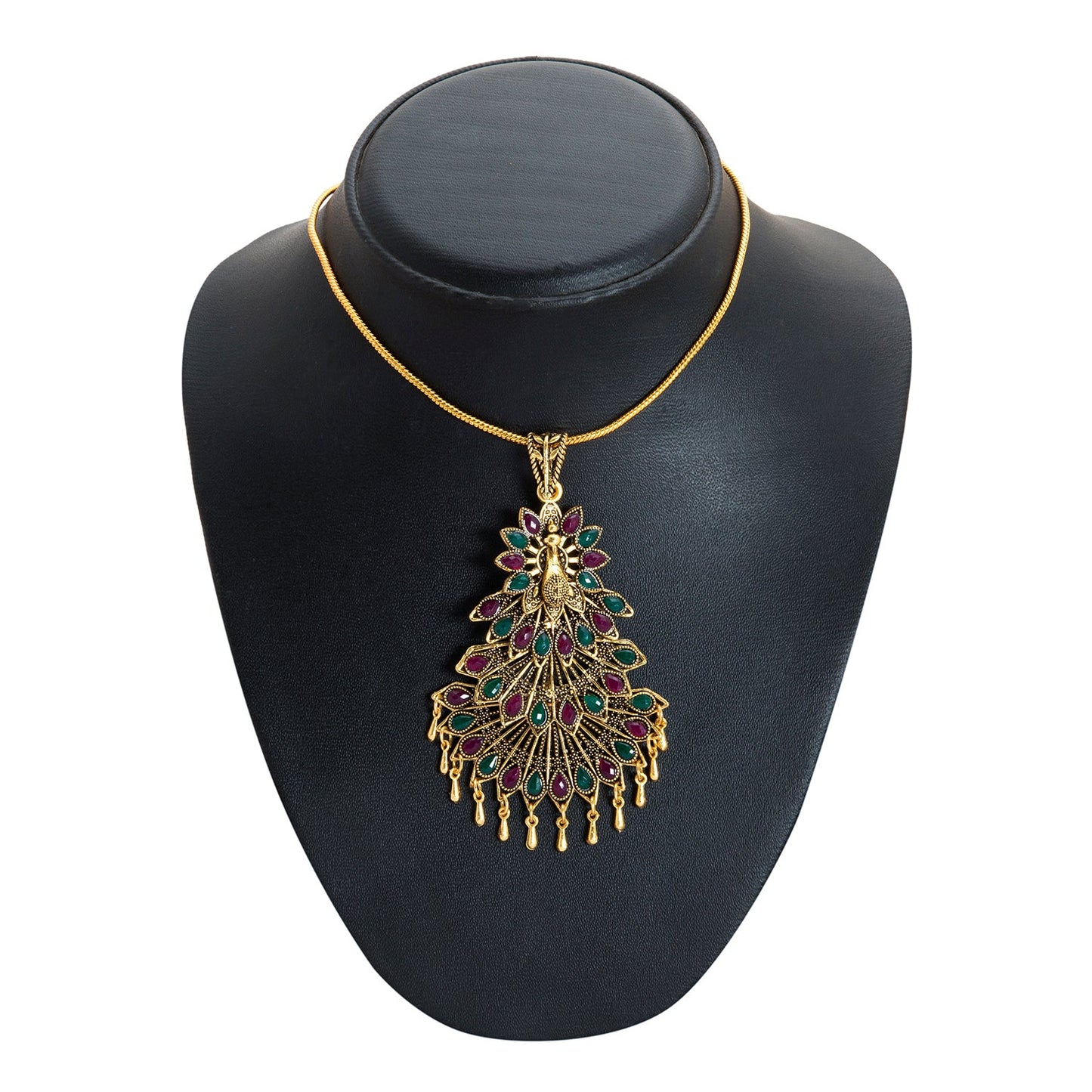 Antique Gold Plated Kundan, CZ,Adjustable Design Pendant Necklace for Women (SJN_188)