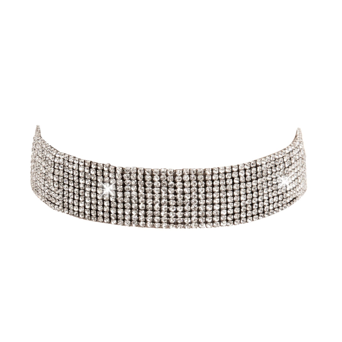 Crystal and AD Antique Silver Plated Western Style Cocktail Choker Necklace for women (SJN_195_AS)