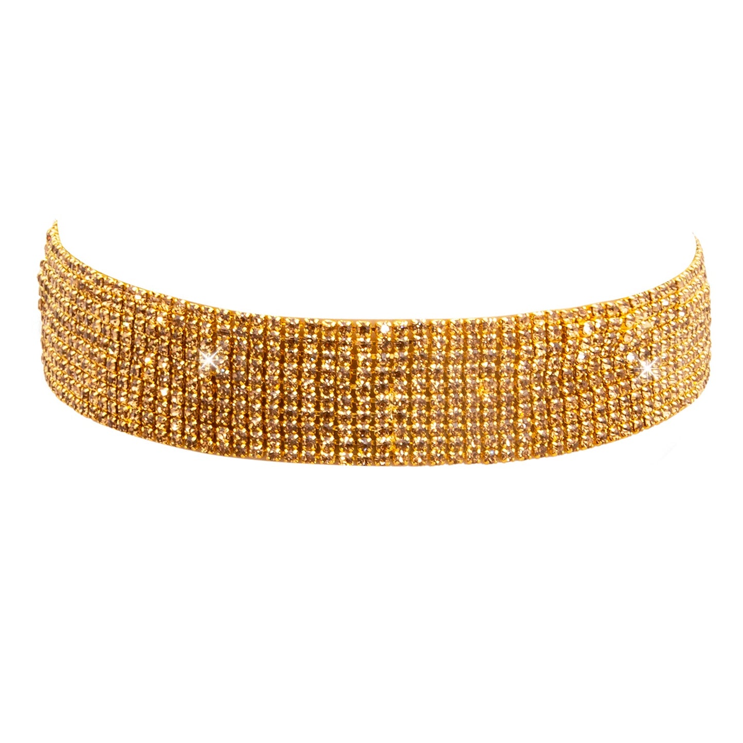 Crystal and AD Gold Plated Western Style Cocktail Choker Necklace for women (SJN_195_G)