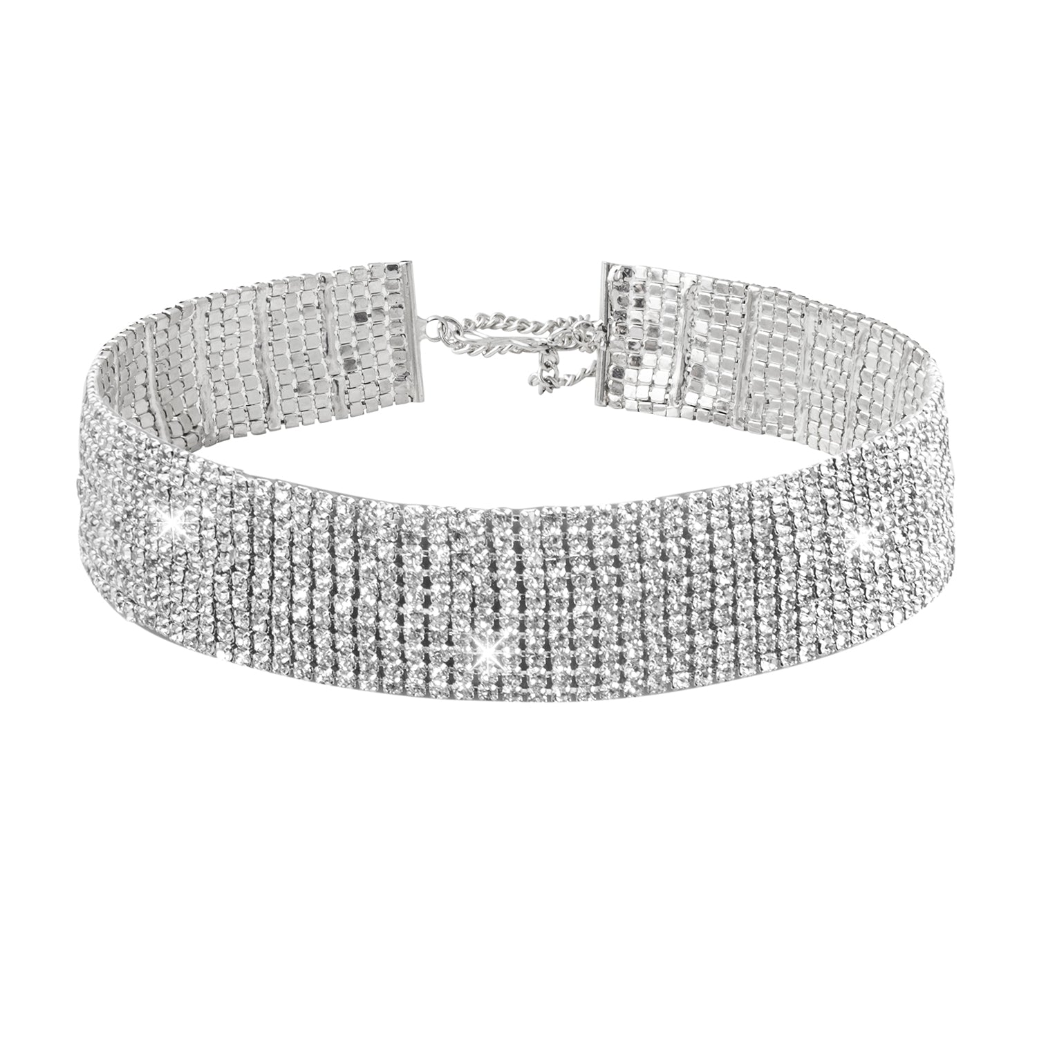 Crystal and AD Silver Plated Western Style Cocktail Choker Necklace fo